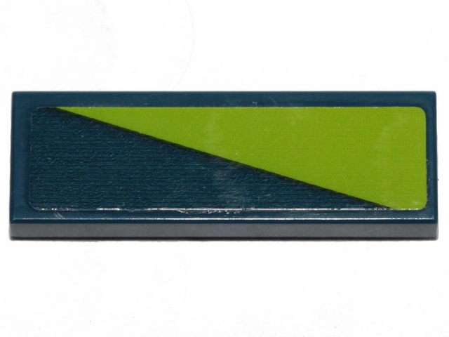 Lego Tile 1 x 3 with Lime Triangle on Dark Blue Background Pattern (Sticker) - Set 70826 / Dark Blue