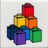 Lego Tile 2 x 2 with Stacked Bricks 1 x 1, Skærbæk Fan Weekend Logo Pattern / White