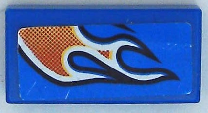 Lego Tile 1 x 2 with Red, Orange and White Flames Pattern Model Left Side (Sticker) - Set 8182