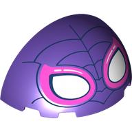 Lego Dome 6 x 3 x 3 Half with Dark Blue Webbings, White/Dark Pink Spider-Gwen Eyes Print / Dark Purple