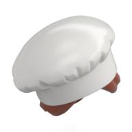 Lego Hair and Hat, Chef, Dark Orange Hair with Bun Pattern / White