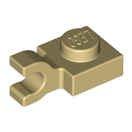 Lego Plate Special 1 x 1 with Clip Horizontal [Thick U Clip] / Tan