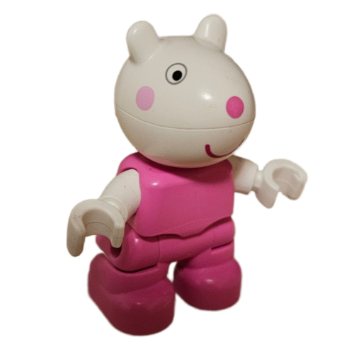 Lego Duplo Figure Child, Rabbit with White Head, Dark Pink Nose Print / Dark Pink