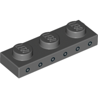 Lego Plate 1 x 3 with 6 Circles (Ribbits) print / Dark Bluish Gray