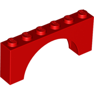 Lego Brick Arch 1 x 6 x 2 - Thick Top with Reinforced Underside / Red