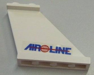 Lego Tail 4 x 1 x 3 with Blue 'AIR LINE' and Red Globe and Line Pattern on Right Side (Sticker) - Sets 6597 / 10159