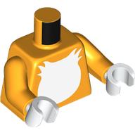 Lego Torso, White Fur Chest print, Orange Arms, White Hands / Bright Light Orange