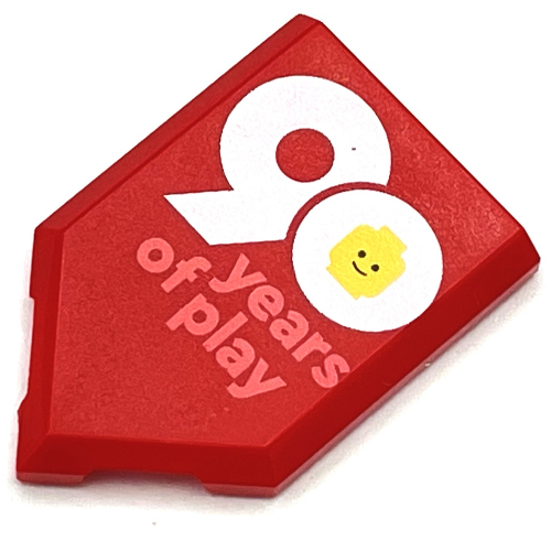Lego Tile Special 2 x 3 Pentagonal with '90 Years of Play' Logo Print