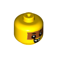 Lego Minifig Head Baby / Toddler with Dark Orange Band for Eyes, Open Mouth Smile with Missing Tooth Print