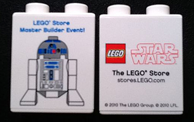 Lego Duplo, Brick 1 x 2 x 2 with LEGO Store Master Builder Event Star Wars R2-D2 2010 Pattern