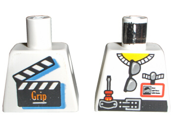 Lego Torso Studios Grip Sunglasses, Screwdriver, Film Slate on Back Pattern / White