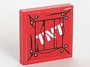 Lego Tile 2 x 2 with White 'TNT' on Wood Boards Pattern (Sticker) - Set 70912