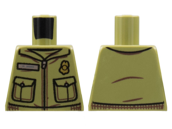 Lego Torso Jacket with Pockets, Gold Badge, Silver Zipper and Name Plate Pattern / Olive Green