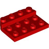 Lego Plate Round Corners Double 3 x 4 with 1 x 4 Raised Edge Studs / Red