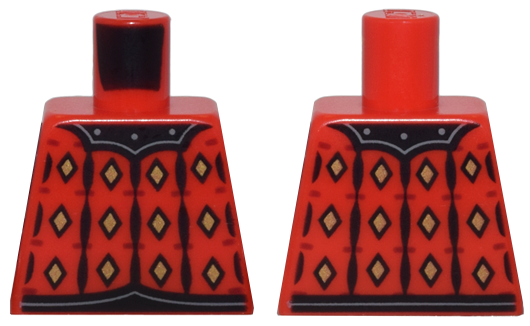 Lego Torso Armor, Black Stripes, Gold Diamonds (Bat Lord Tunic) Pattern / Red