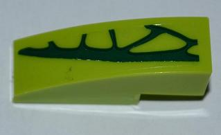 Lego Slope, Curved 3 x 1 with 4 Lime Scales Pattern Model Left Side (Sticker) - Set 9558