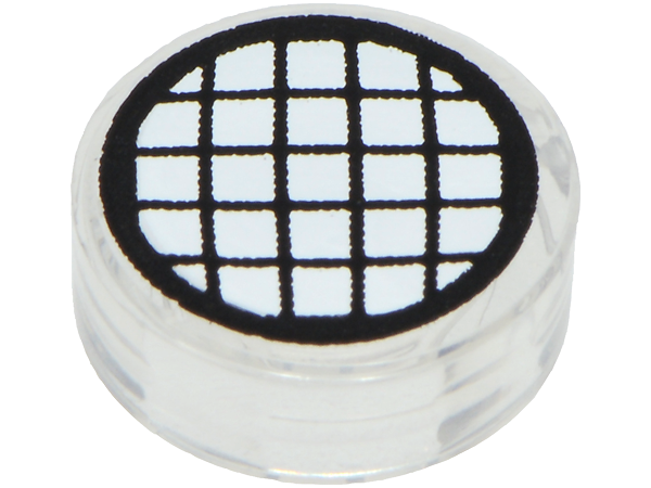 Lego Tile, Round 1 x 1 with Black Grid on White Background Pattern