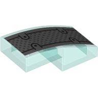 Lego Brick Curved 2 x 1 No Studs [1/2 Bow] with Silver Plating print / Trans-Light Blue