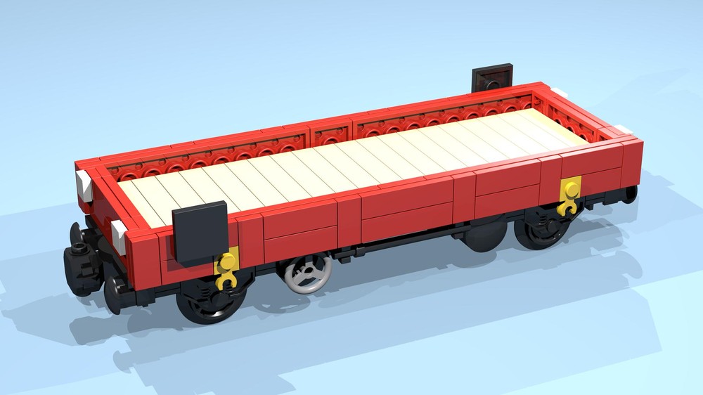 Lego 4-Wheel Lowside Wagon (SNOT, red, 8 studs wide)