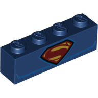 Lego Brick 1 x 4 with Superman Chest Logo / Dark Blue