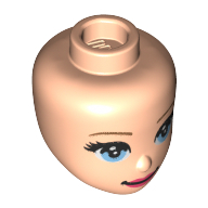 Lego Minidoll Head Bright Light Blue Eyes, Dark Pink Lips / Light Nougat
