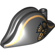 Lego Hat Pirate Bicorne with Gold Captain Print / Black