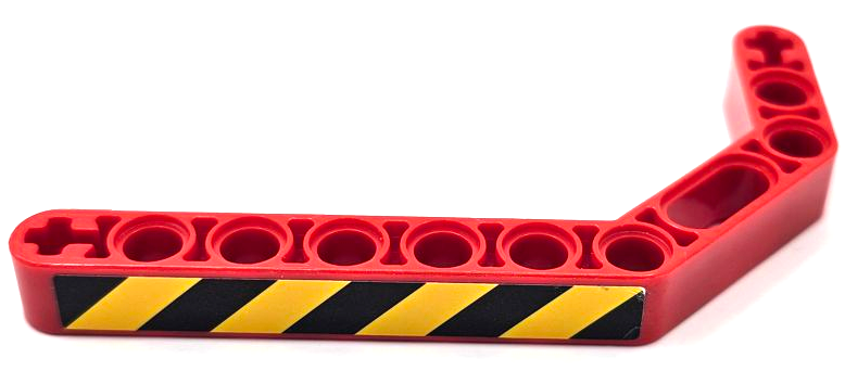 Lego Technic, Liftarm, Modified Bent Thick 1 x 11.5 Double with Black and Yellow Danger Stripes Pattern Model Left Side (Sticker) - Set 42070