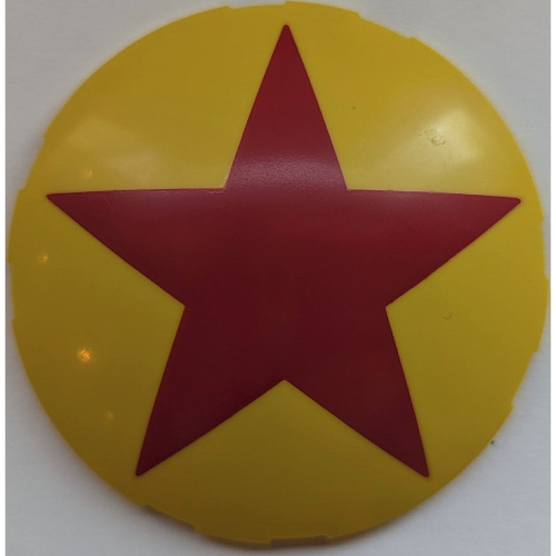 Lego Brick Round Curved 6 x 6 x 1 with Red Star Print