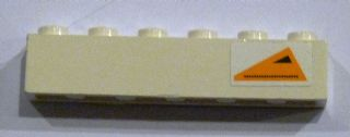 Lego Brick 1 x 6 with Orange Triangle with Black Triangle and Dots Pattern Model Left Side (Sticker) - Set 7163