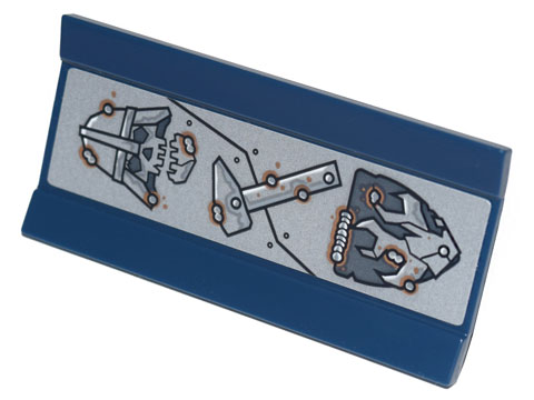 Lego Vehicle, Spoiler / Plow Blade 6 x 3 with Hinge with Skull with Helmet, Hammer and Shield with Metal Plates and Rivets Pattern (Sticker) - Set 70840