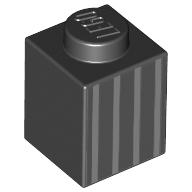 Lego Brick 1 x 1 with 4 Light Bluish Gray Lines print