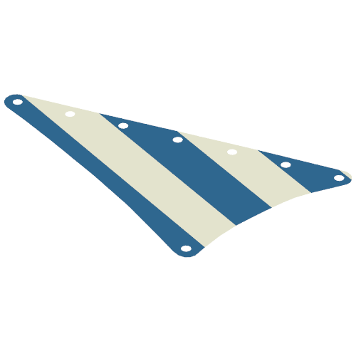 Lego Sail, Triangular, 15 x 22 with Blue Thick Stripes Print