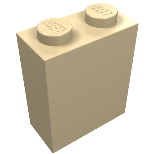 Lego Brick 1 x 2 x 2 with Inside Axle Holder / Tan