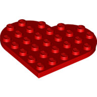 Lego Plate Angled 6 x 6 Heart Shape / Red