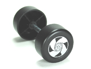 Lego Duplo Wheel Double Assembly with Metal Axle and 4 Spoke Spinner Pattern / Black