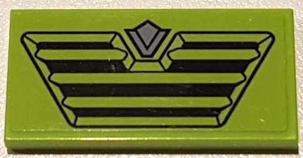 Lego Tile 2 x 4 with Black Truck Grille and Silver Emblem on Lime Background Pattern (Sticker) - Set 60254 / Lime
