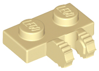 Lego Hinge Plate 1 x 2 Locking with 2 Fingers on Side, 9 Teeth / Tan