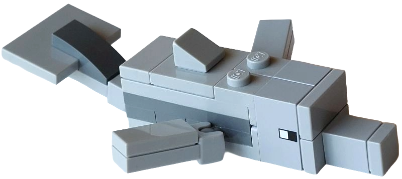 Lego Minecraft Dolphin (2 Light Bluish Gray Plate 1 x 4 Inside, 2 Bracket 1 x 1 - 1 x 1) - Brick Built