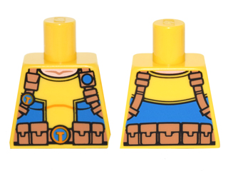 Lego Torso T-Shirt with Blue Side Panels and Utility Belt with 'T' Buckle Pattern / Yellow
