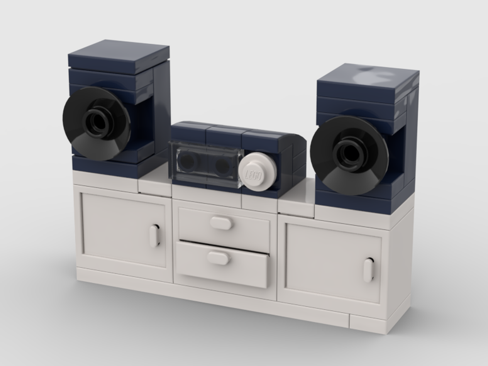 Lego shelf with boom box