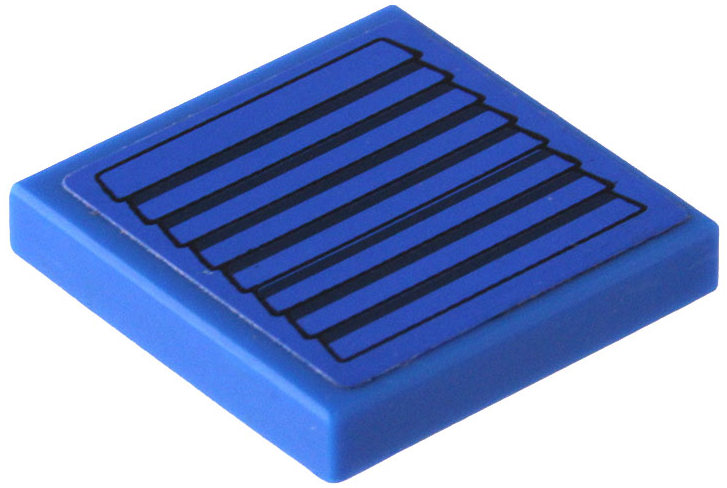 Lego Tile 2 x 2 with Black Vent on Blue Background Pattern (Sticker) - Set 3181 / Blue