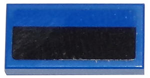 Lego Tile 1 x 2 with Black Thick Stripe on Blue Background Pattern (Sticker) - Set 75875 / Blue