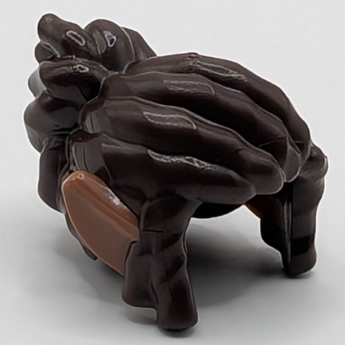Lego Hair Mid-Length, Curly with Bun, Bangs, Elf Ears Medium Brown Pattern
