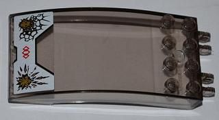Lego Windscreen 8 x 4 x 2 Curved with Locking Dual 2 Fingers with Ninjago Zane and Cole Gold Emblems on White Background Pattern (Sticker) - Set 9449