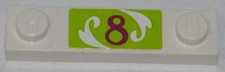 Lego Plate, Modified 1 x 4 with 2 Studs without Groove with Magenta Number 8 on Lime Background Pattern (Sticker) - Set 41007