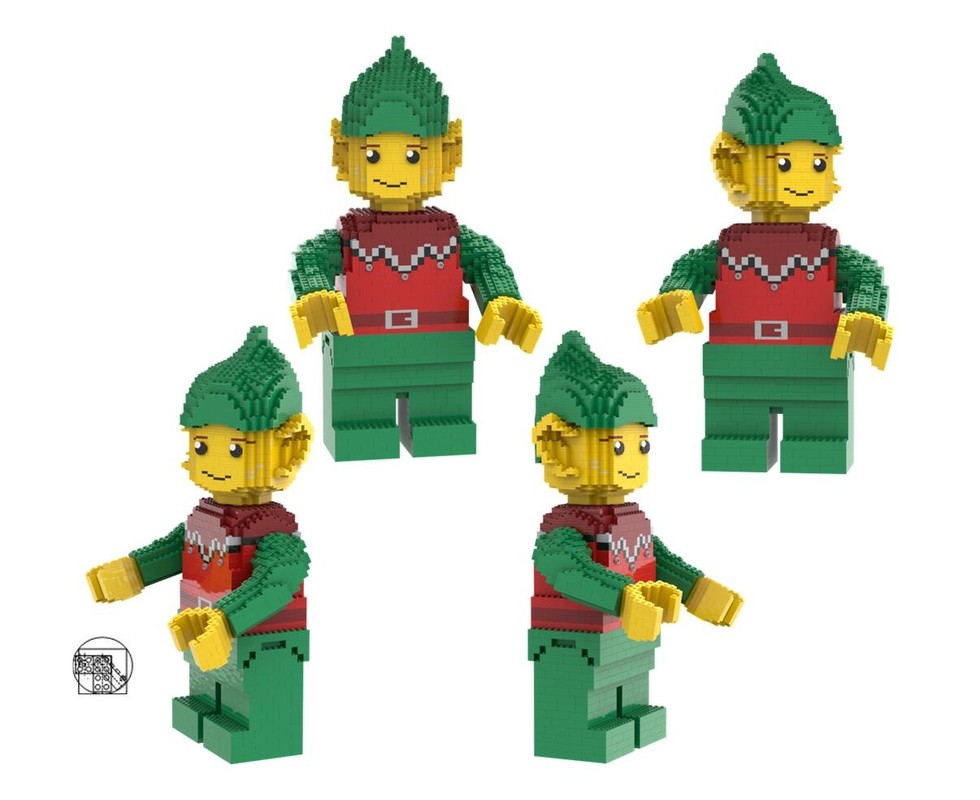 Lego Maxifigure elf with red scalloped collar