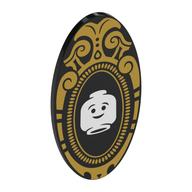 Lego Shield Ovoid with Grip and Magic Mirror, Gold Border, White Minifig Head Print / Black