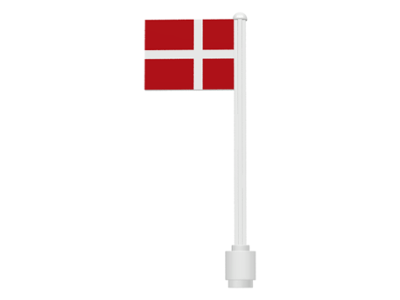 Lego Flag on Flagpole, Straight with Denmark Pattern (Stickers)