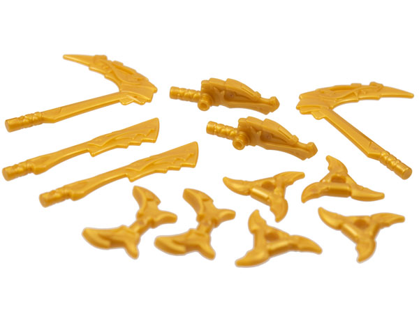 Lego Minifigure, Weapon Pack Dragon Sickles, Swords, Shuriken Throwing Stars, Hooks, 12 in Bag (Multipack)