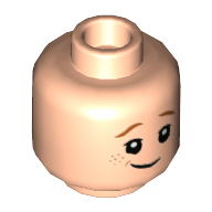 Lego Minifig Head Ron Weasley, Freckles, Reddish Brown Eyebrows, Smile / Scared Print / Light Nougat
